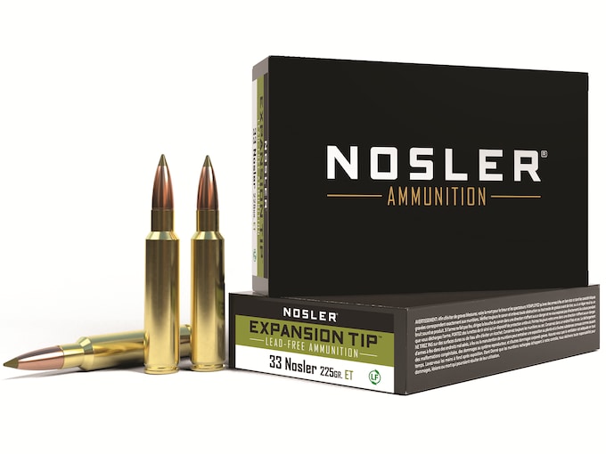 Nosler E-Tip Ammunition 33 Nosler 225 Grain E-Tip Lead-Free Box of 20