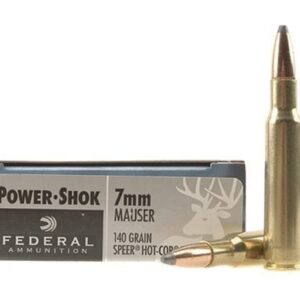 Federal Power-Shok Ammunition 7x57mm Mauser (7mm Mauser) 140 Grain Speer Hot-Cor Soft Point Box of 20