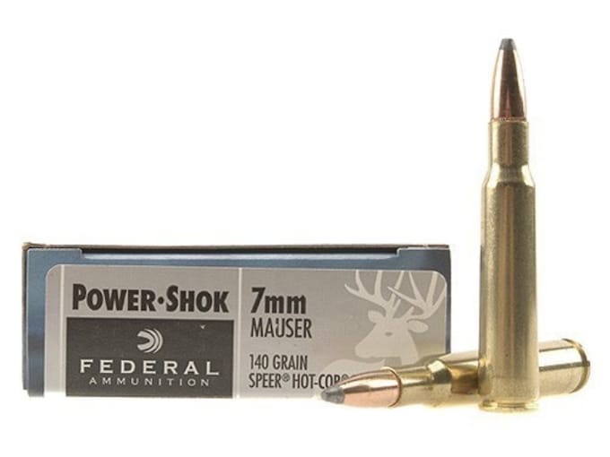 Federal Power-Shok Ammunition 7x57mm Mauser (7mm Mauser) 140 Grain Speer Hot-Cor Soft Point Box of 20