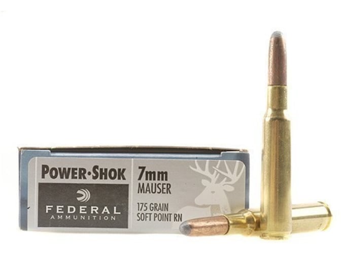Federal Power-Shok Ammunition 7x57mm Mauser (7mm Mauser) 175 Grain Round Nose Soft Point Box of 20