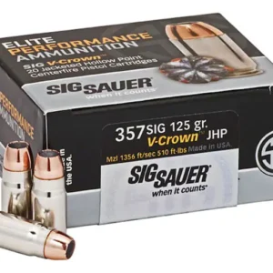 Sig Sauer Elite Performance Ammunition 357 Sig 125 Grain V-Crown Jacketed Hollow Point Box of 20