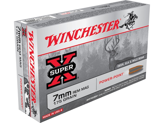Winchester Super-X Ammunition 7mm Remington Magnum 175 Grain Power-Point Box of 20