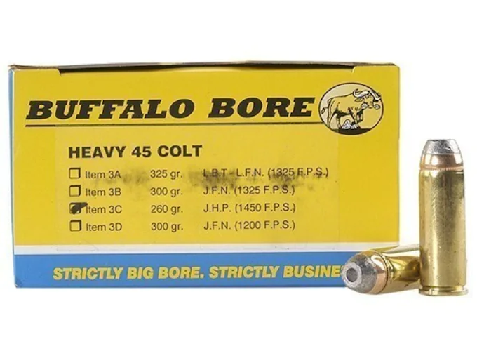 Buffalo Bore Ammunition 45 Colt (Long Colt) +P 260 Grain Jacketed Hollow Point