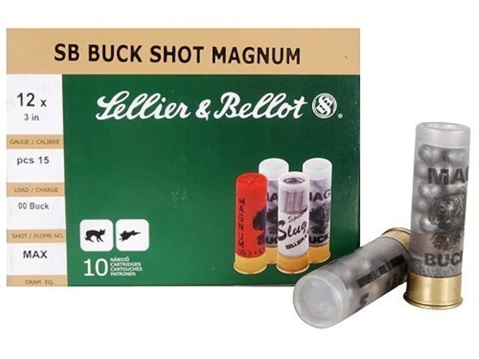Sellier & Bellot Ammunition 12 Gauge 3" 00 Buckshot 15 Pellets Box of 10