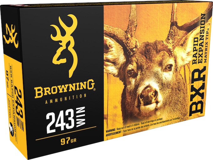 Browning BXR Rapid Expansion Ammunition 243 Winchester 97 Grain Matrix Tip Box of 20