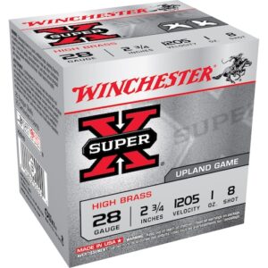 Winchester Super-X High Brass Ammunition 28 Gauge 2-3/4" 1 oz #8 Shot Box of 25
