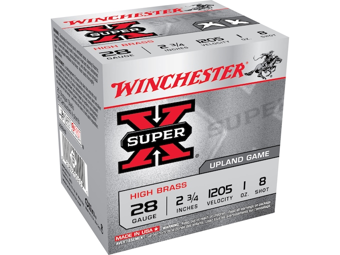 Winchester Super-X High Brass Ammunition 28 Gauge 2-3/4" 1 oz #8 Shot Box of 25