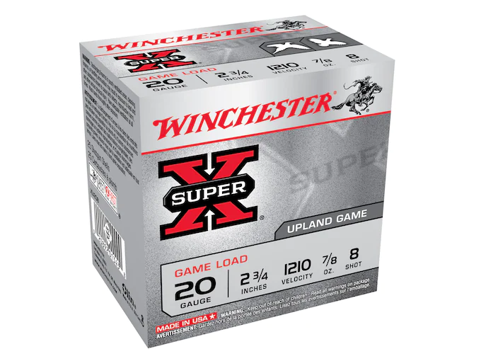 Winchester Super-X Game Load Ammunition 20 Gauge 2-3/4" 7/8 oz #8 Shot Box of 25
