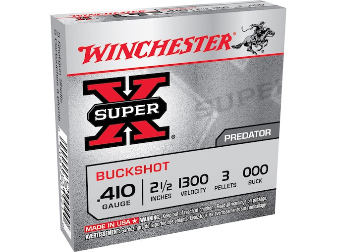 Winchester Super-X Ammunition 410 Bore 2-1/2" 000 Buckshot 3 Pellets Box of 5
