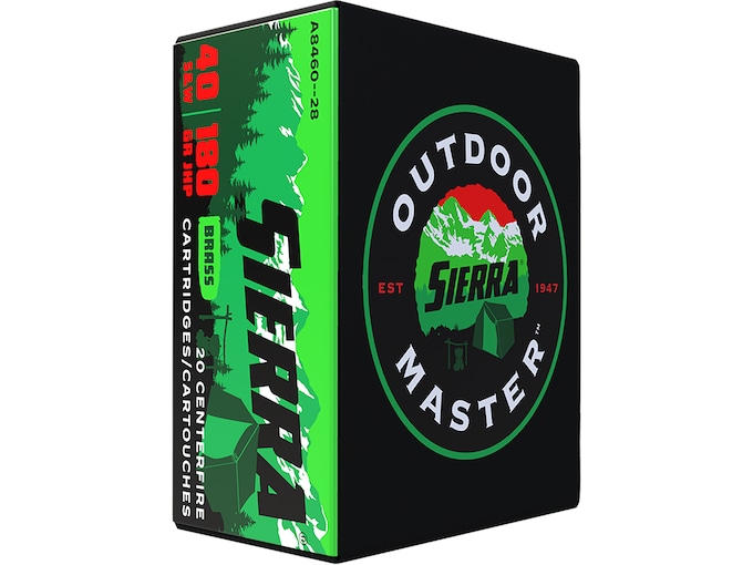 Sierra Outdoor Master Ammunition 40 S&W 180 Grain Jacketed Hollow Point Box of 20