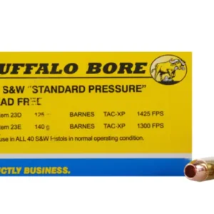 Buffalo Bore Ammunition 40 S&W 125 Grain Barnes TAC-XP Hollow Point Lead-Free Box of 20