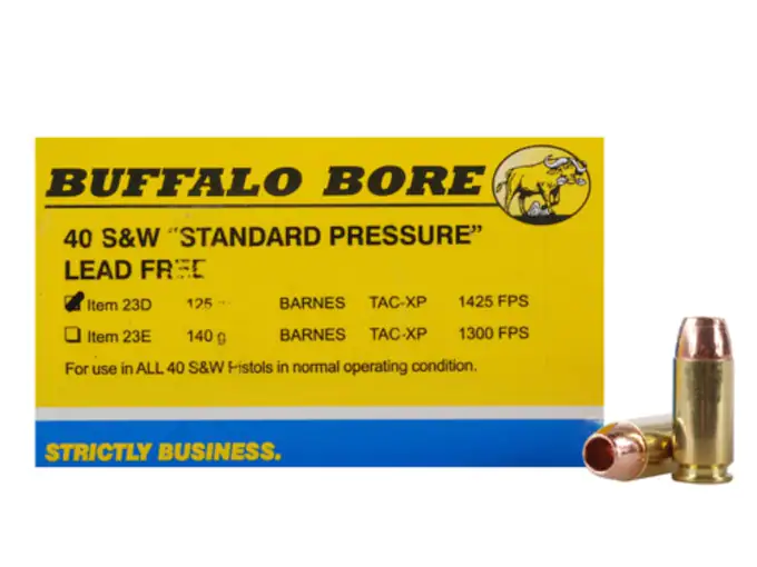 Buffalo Bore Ammunition 40 S&W 125 Grain Barnes TAC-XP Hollow Point Lead-Free Box of 20