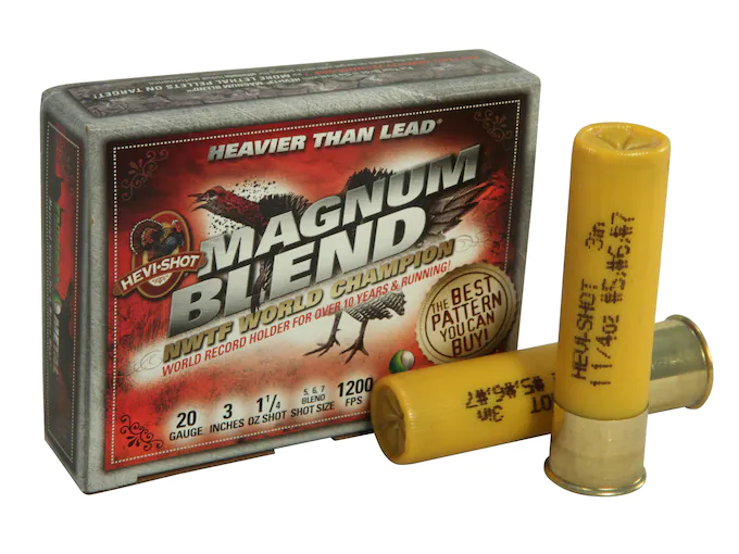 Hevi-Shot Magnum Blend Turkey Ammunition 20 Gauge 3" 1-1/4 oz #5, #6 and #7 Hevi-Shot High Velocity Non-Toxic Box of 5