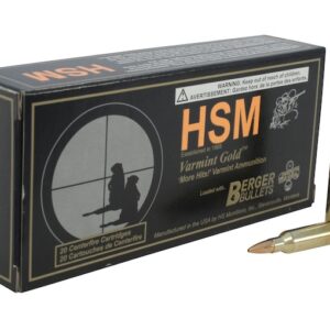 HSM Varmint Gold Ammunition 204 Ruger 35 Grain Berger Varmint Hollow Point Flat Base Box of 20