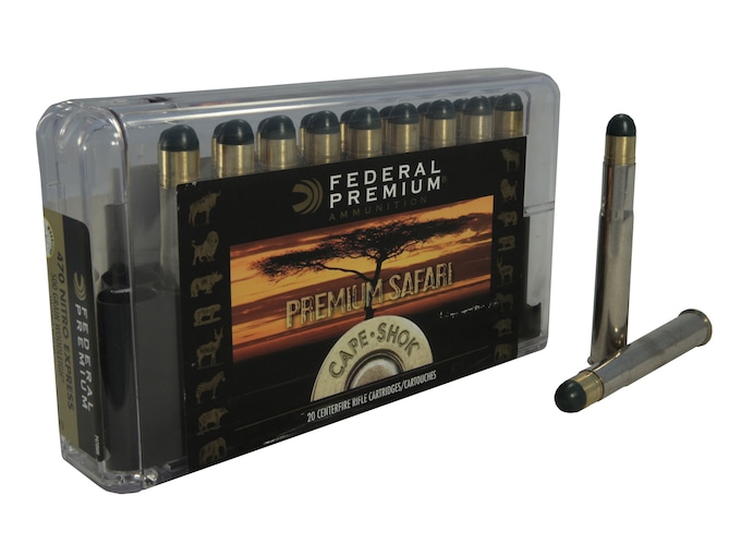Federal Premium Safari Ammunition 470 Nitro Express 500 Grain Woodleigh Hydrostatically Stabilized Solid Bullets
