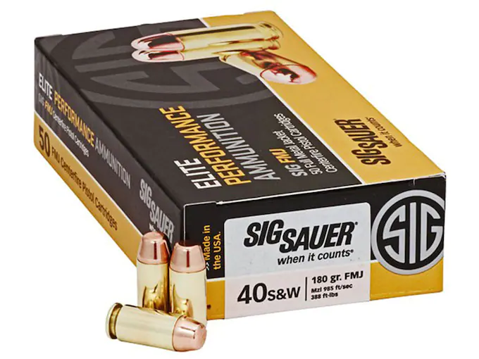 Sig Sauer Elite Performance Ammunition 40 S&W 180 Grain Full Metal Jacket