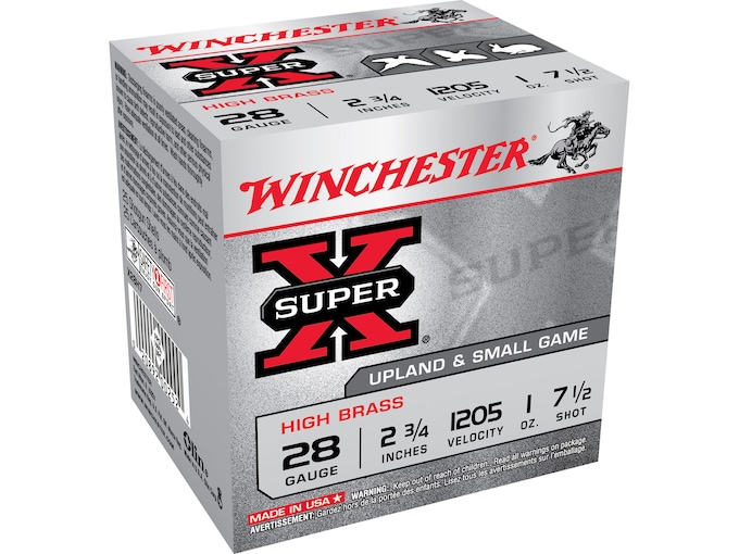 Winchester Super-X High Brass Ammunition 28 Gauge 2-3/4" 1 oz #7-1/2 Shot Box of 25