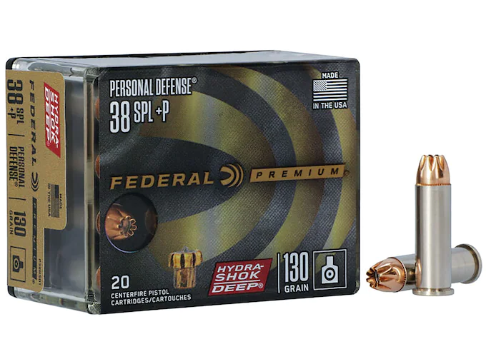 Federal Premium Personal Defense Ammunition 38 Special +P 130 Grain Hydra-Shok Deep Jacketed Hollow Point Box of 20