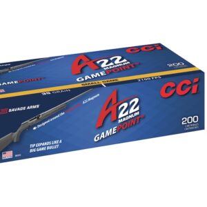CCI A22 Ammunition 22 Winchester Magnum Rimfire (WMR) 35 Grain GamePoint Jacketed Soft Point Box of 200
