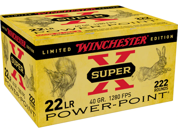 Winchester Super-X High Velocity Ammunition 22 Long Rifle 40 Grain Power-Point Plated Lead Hollow Point