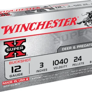 Winchester Super-X Ammunition 12 Gauge 3" Buffered #1 Buckshot 24 Pellets Box of 5