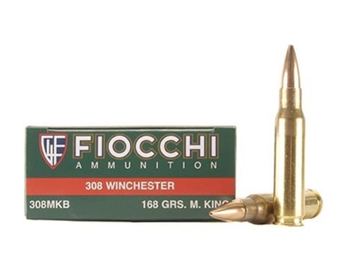 Fiocchi Exacta Ammunition 308 Winchester 168 Grain Sierra MatchKing Hollow Point Box of 20