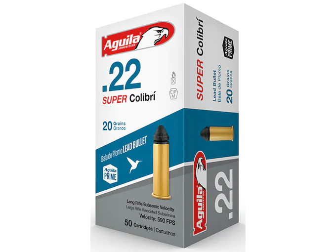 Aguila Super Colibri Ammunition 22 Long Rifle 20 Grain Lead Solid Point