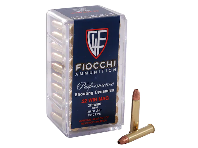 Fiocchi Ammunition 22 Winchester Magnum Rimfire (WMR) 40 Grain Jacketed Hollow Point