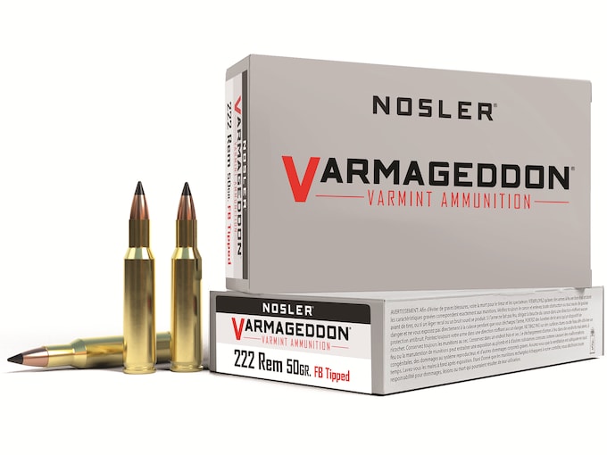 Nosler Varmageddon Ammunition 222 Remington 50 Grain Polymer Tip Flat Base Box of 20