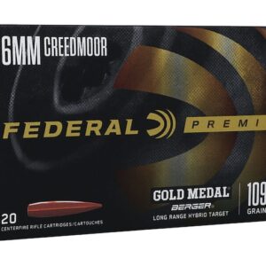 Federal Premium Gold Medal Berger Ammunition 6mm Creedmoor 109 Grain Hollow Point Boat Tail
