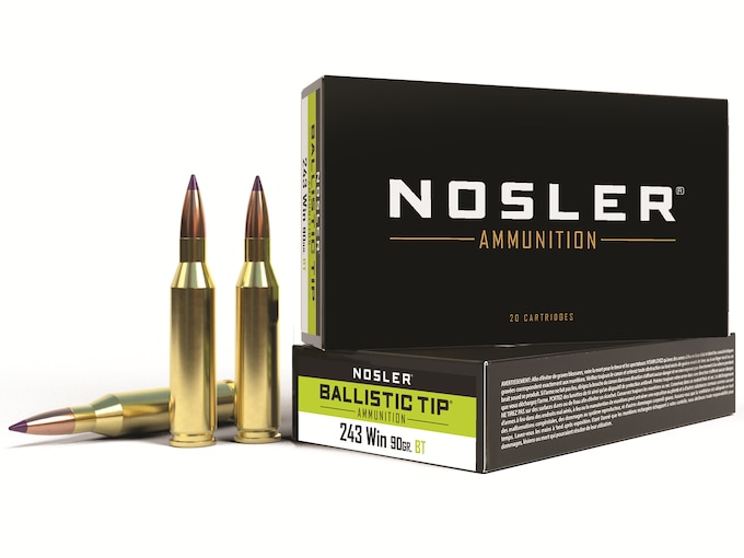 Nosler BT Ammunition 243 Winchester 90 Grain Ballistic Tip Box of 20