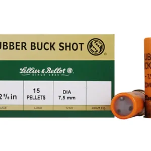 Sellier & Bellot Ammunition 12 Gauge 2-5/8" 7.5mm Rubber Buckshot 15 Pellets Box of 25
