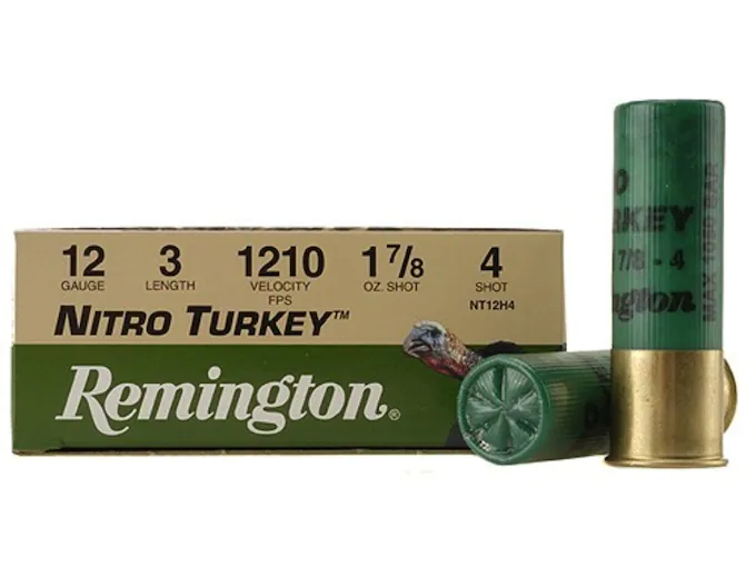 Remington Nitro Turkey Ammunition 12 Gauge 3" 1-7/8 oz of #4 Buffered Shot Box of 10