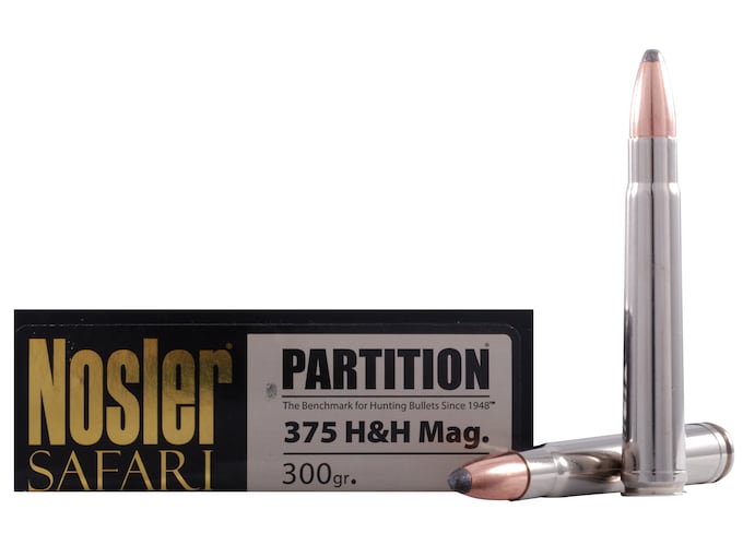 Nosler Safari Ammunition 375 H&H Magnum 300 Grain Partition Box of 20