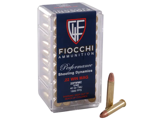 Fiocchi Shooting Dynamics Ammunition 22 Winchester Magnum Rimfire (WMR) 40 Grain Total Metal Jacket