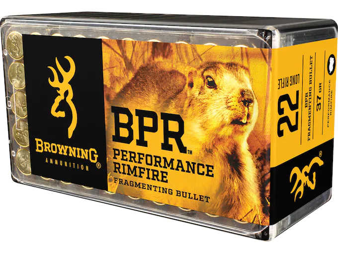 Browning BPR Ammunition 22 Long Rifle 37 Grain Fragmenting Hollow Point Box of 50