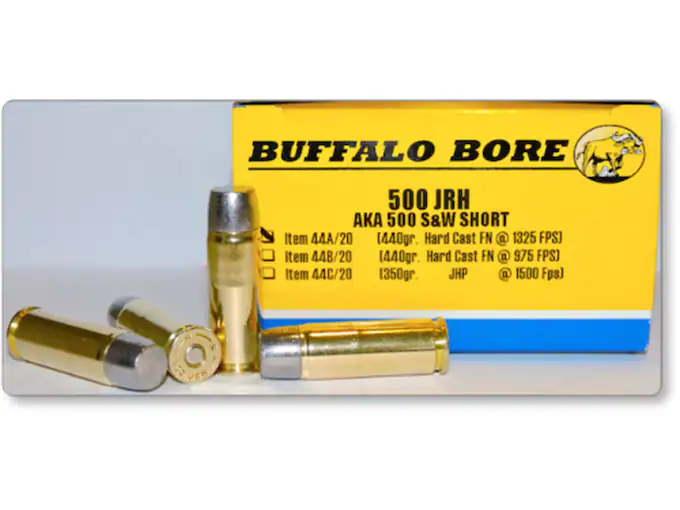 Buffalo Bore Ammunition 500 JRH (500 S&W Short) 440 Grain Hard Cast Lead Flat Nose Box of 20