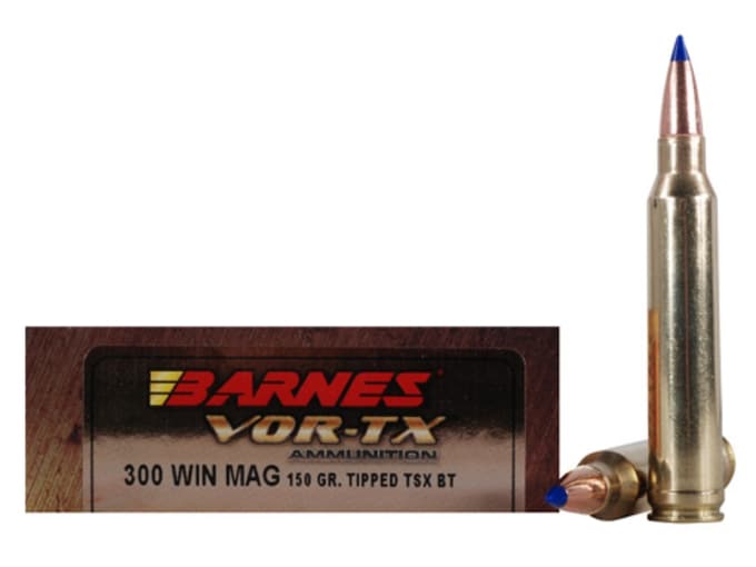 Barnes VOR-TX Ammunition 300 Winchester Magnum 150 Grain TTSX Polymer Tipped Spitzer Boat Tail Lead-Free Box of 20