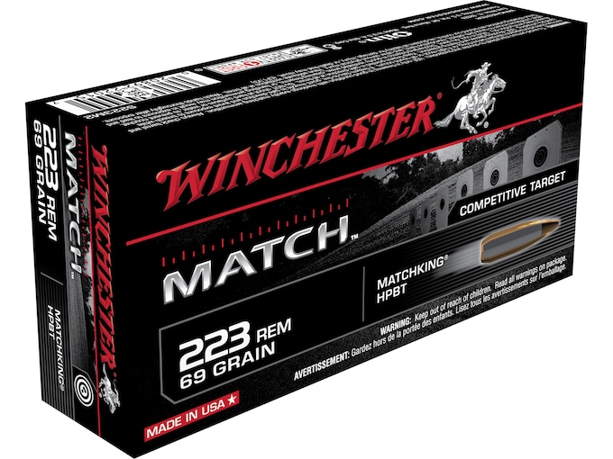 Winchester Match Ammunition 223 Remington 69 Grain Sierra MatchKing Hollow Point Boat Tail Box of 20