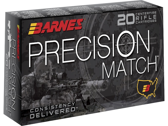 Barnes Precision Match Ammunition 5.56x45mm NATO 85 Grain Open Tip Match Box of 20