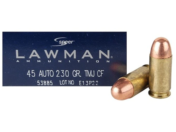 Speer Lawman Cleanfire Ammunition 45 ACP 230 Grain Total Metal Jacket