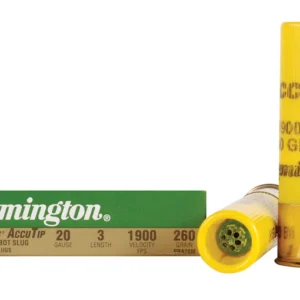 Remington Premier Ammunition 20 Gauge 3" 260 Grain AccuTip Bonded Sabot Slug with Power Port Tip Box of 5