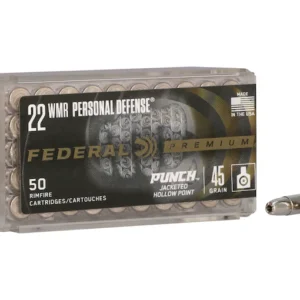 Federal Premium Punch Ammunition 22 Winchester Magnum Rimfire (WMR) 45 Grain Jacketed Hollow Point Box of 50