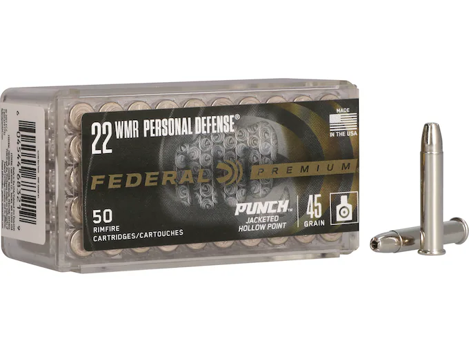 Federal Premium Punch Ammunition 22 Winchester Magnum Rimfire (WMR) 45 Grain Jacketed Hollow Point Box of 50