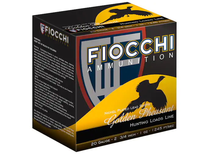 Fiocchi Golden Pheasant Ammunition 20 Gauge 2-3/4" 1 oz #5 Nickel Plated Shot Box of 25