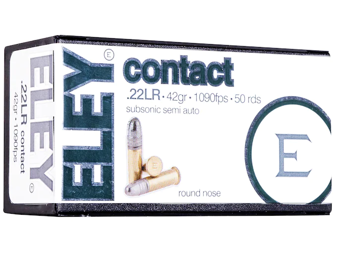 Eley Contact Semi-Auto Ammunition 22 Long Rifle Subsonic 42 Grain Lead Round Nose