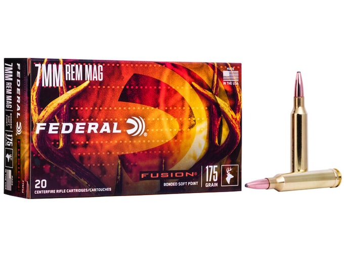 Federal Fusion Ammunition 7mm Remington Magnum 175 Grain Bonded Spitzer Boat Tail Box of 20