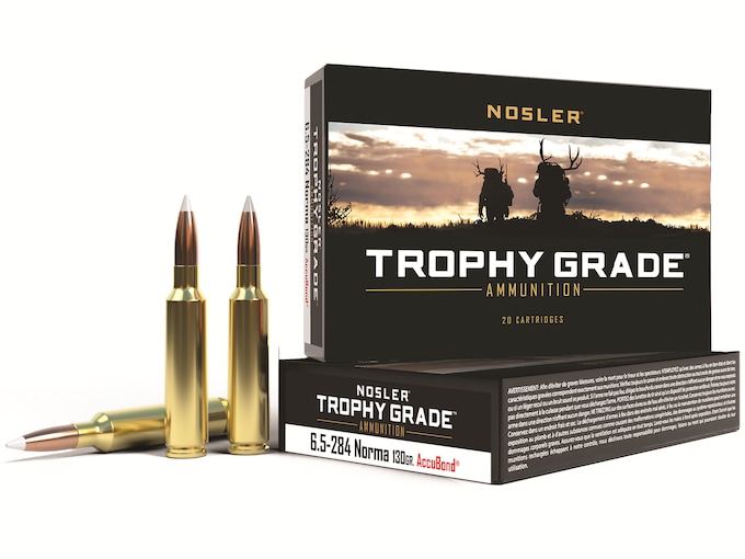 Nosler Trophy Grade Ammunition 6.5mm-284 Norma 130 Grain AccuBond Spitzer Box of 20