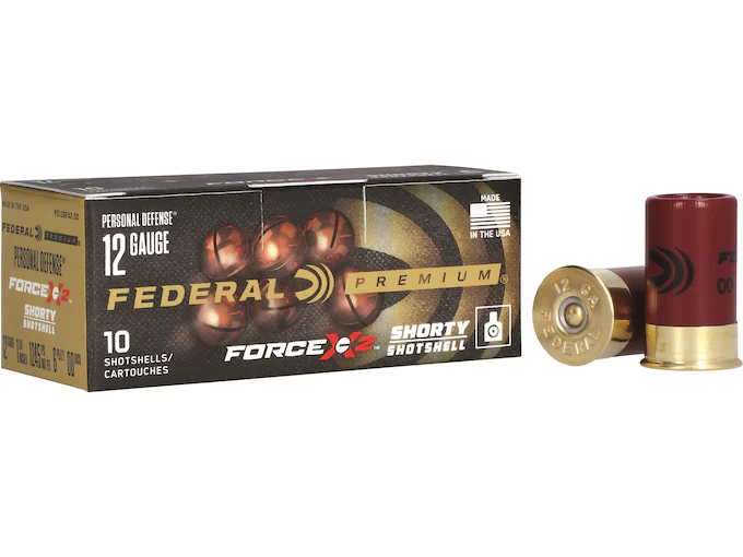 Federal Premium Personal Defense Shorty Shotshell Ammunition 12 Gauge 1-3/4" Force X2 00 Buckshot 6 Pellets Box of 10