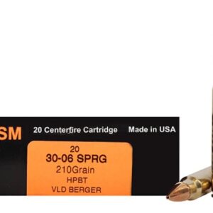 HSM Trophy Gold Ammunition 30-06 Springfield 210 Grain Berger Hunting VLD Hollow Point Boat Tail Box of 20